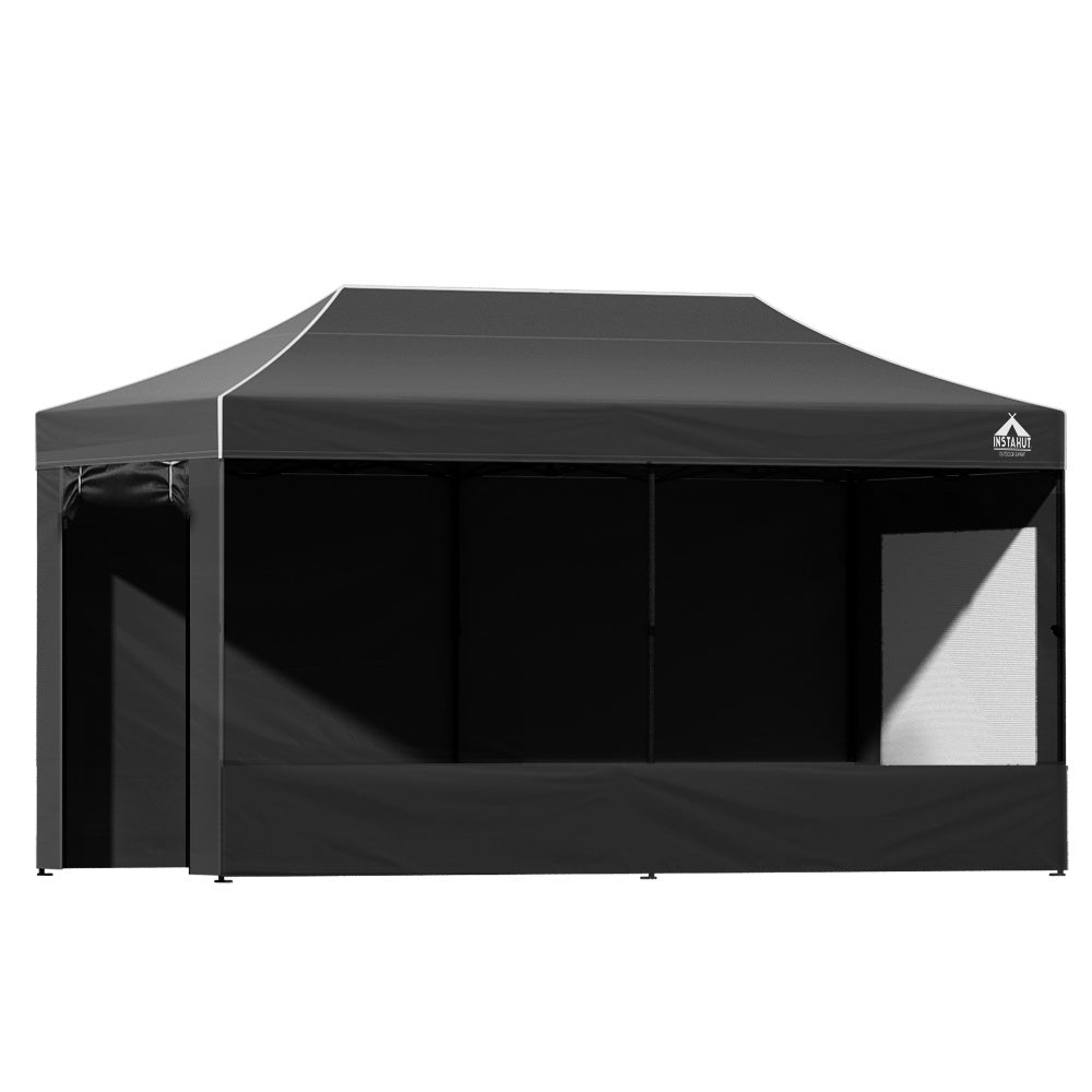 Gazebo 3x6 Pop Up Marquee Folding Tent Wedding Gazebos Camping Outdoor Shade Canopy Black