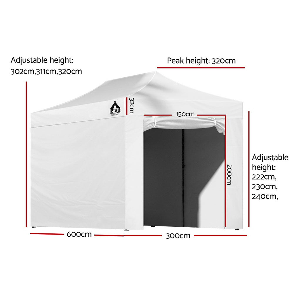 Gazebo 3x6 Pop Up Marquee Folding Tent Wedding Gazebos Camping Outdoor Shade Canopy White