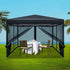 Gazebo Pop Up Marquee 3x3m Wedding Party Outdoor Camping Tent Canopy Shade Mesh Wall Black