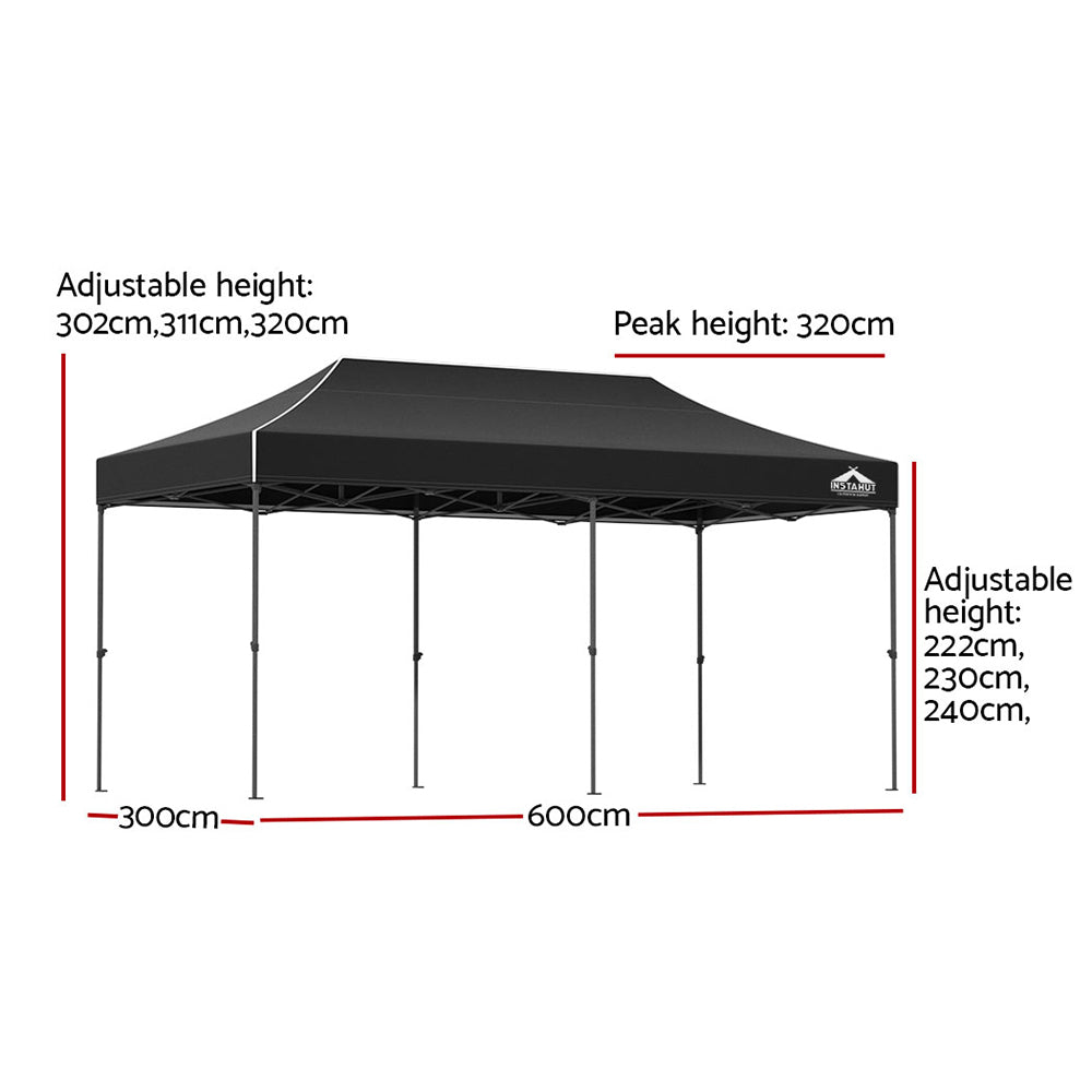 Gazebo Pop Up Marquee 3x6m Folding Tent Wedding Outdoor Camping Canopy Gazebos Shade Black