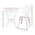 3PC Outdoor Setting Bistro Set Chairs Table Cast Aluminum Patio Furniture Rose White