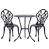 3PC Outdoor Setting Bistro Set Chairs Table Cast Aluminum Patio Furniture Tulip Black