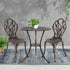 3PC Outdoor Setting Bistro Set Chairs Table Cast Aluminum Patio Furniture Tulip Bronze