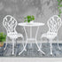 3PC Outdoor Setting Bistro Set Chairs Table Cast Aluminum Patio Furniture Tulip White