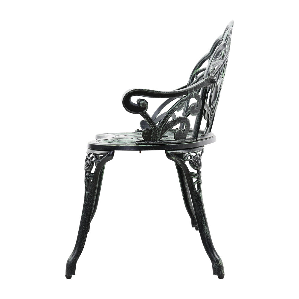 Outdoor Garden Bench Seat 100cm Cast Aluminium Patio Chair Vintage Green