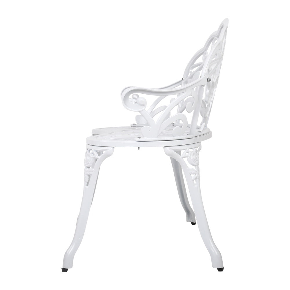 Outdoor Garden Bench Seat 100cm Cast Aluminium Outdoor Patio Chair Vintage White