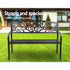 Outdoor Garden Bench Seat Steel Outdoor Furniture 3 Seater Park Black