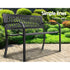 Outdoor Garden Bench Seat Steel Outdoor Furniture 2 Seater Park Black