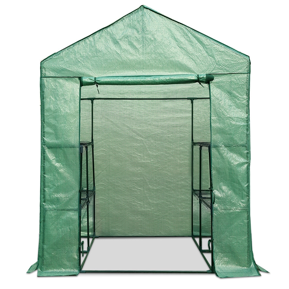 Greenhouse 1.4x1.55x2M Walk in Green House Tunnel Plant Garden Shed 8 Shelves