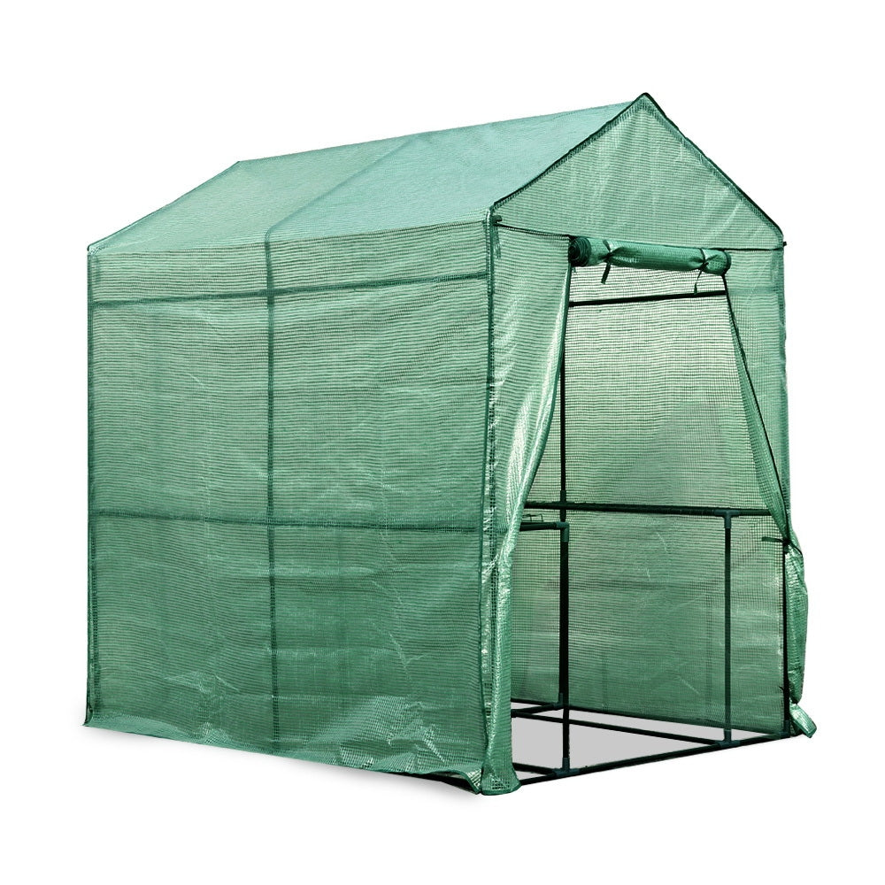 Greenhouse 1.2x1.9x1.9M Walk in Green House Tunnel Plant Garden Shed 4 Shelves