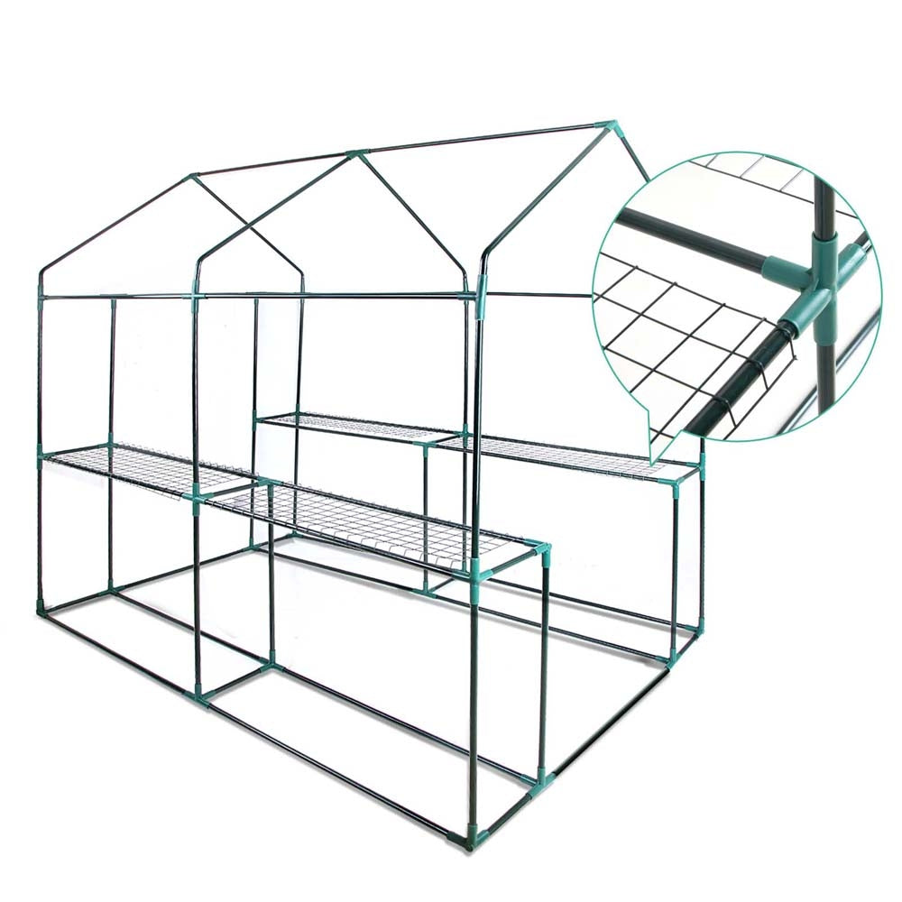 Greenhouse 1.2x1.9x1.9M Walk in Green House Tunnel Clear Garden Shed 4 Shelves