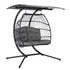 Outdoor Egg Swing Chair Wicker Furniture Pod Stand Canopy 2 Seater Grey