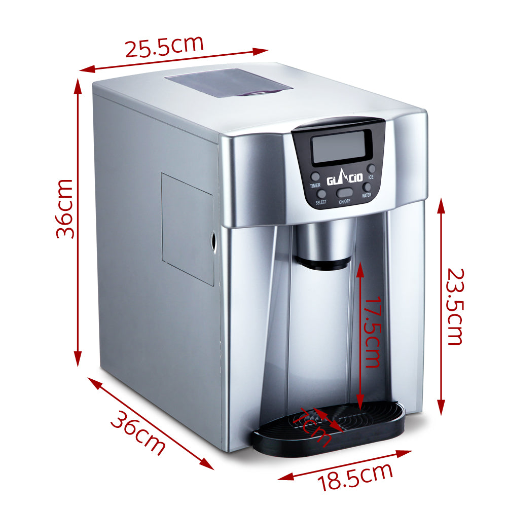 2L Portable Ice Cuber Maker & Water Dispenser  Silver
