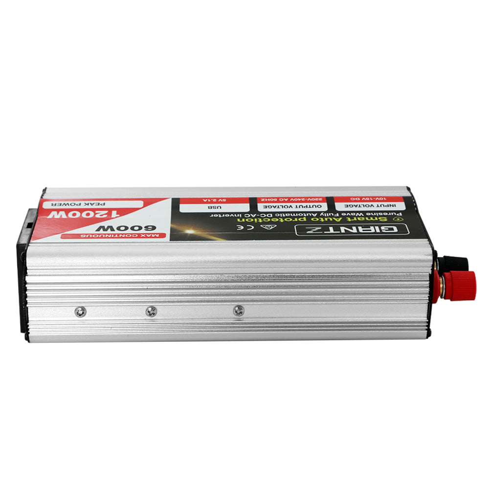Power Inverter 600W/1200W 12V to 240V Pure Sine Wave Camping Car Boat