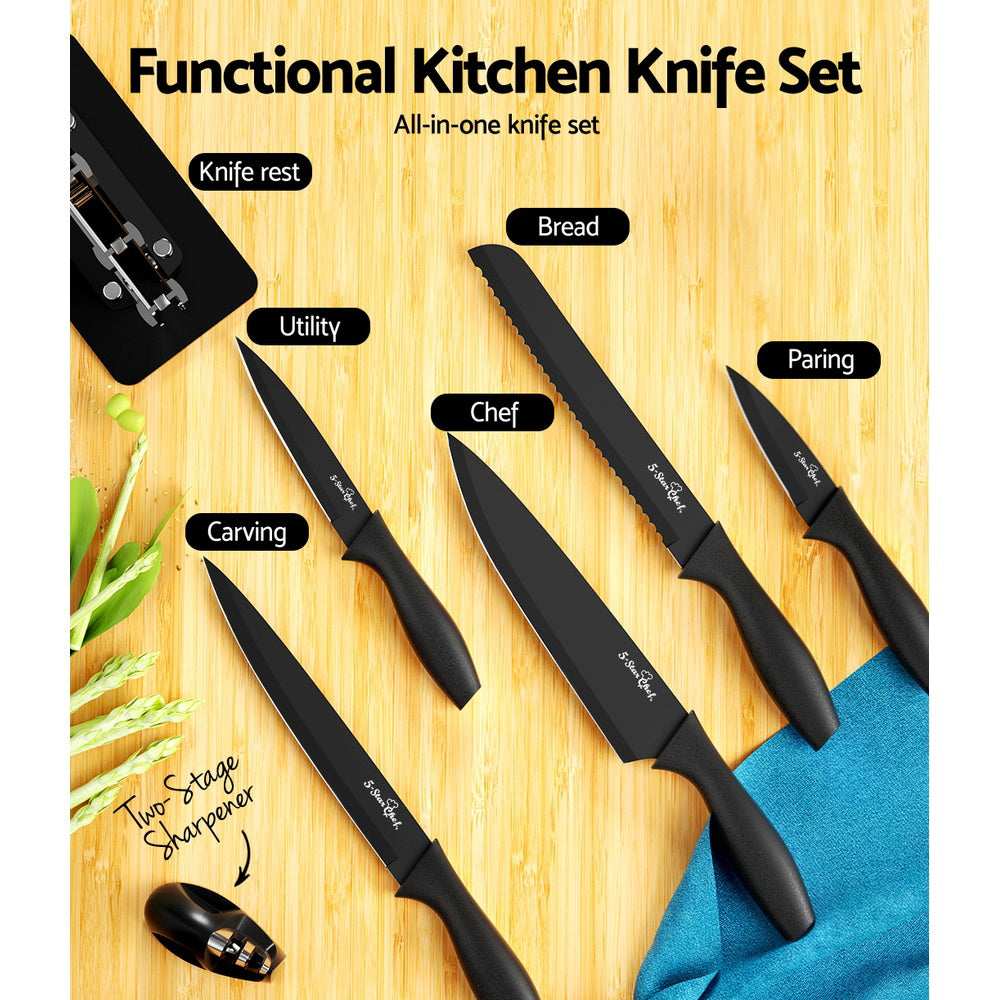 5Star Chef 7PCS Kitchen Knife Set Stainless Steel Nonstick with Sharpener