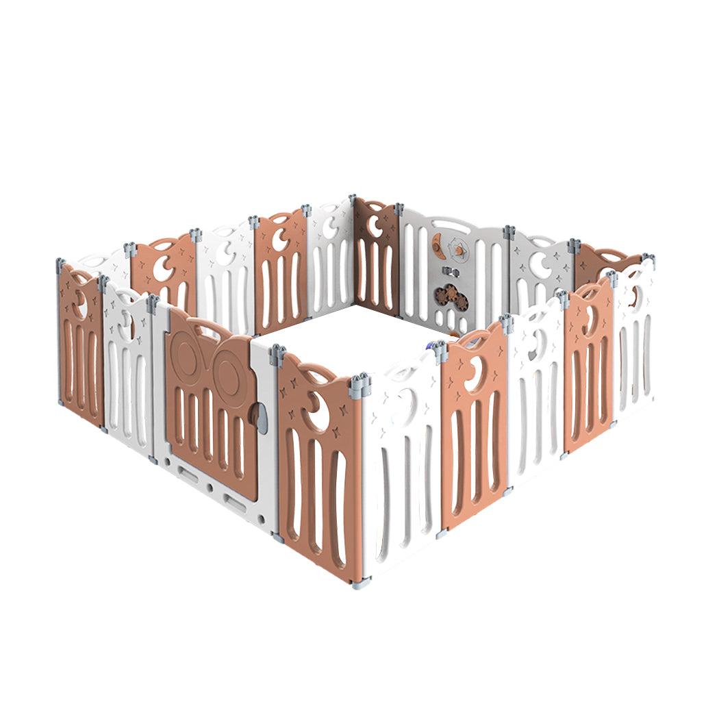 Kids Baby Playpen Foldable Child Safety Gate Toddler Fence 18 Panels Pink