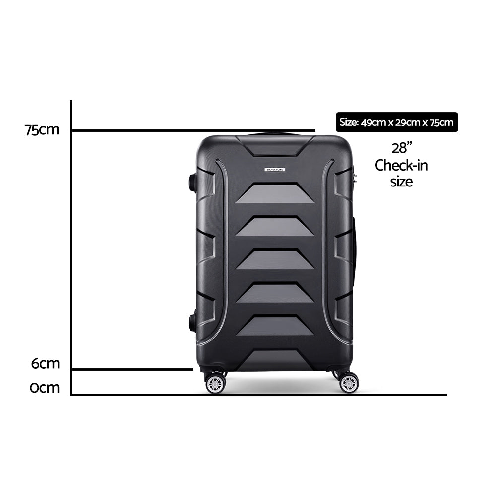 28" 75cm Luggage Trolley Travel Suitcase Set TSA Hard Case Lightweight Strap