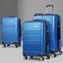 3pc Luggage Trolley Set Suitcase Travel TSA Carry On Hard Case Lightweight Blue