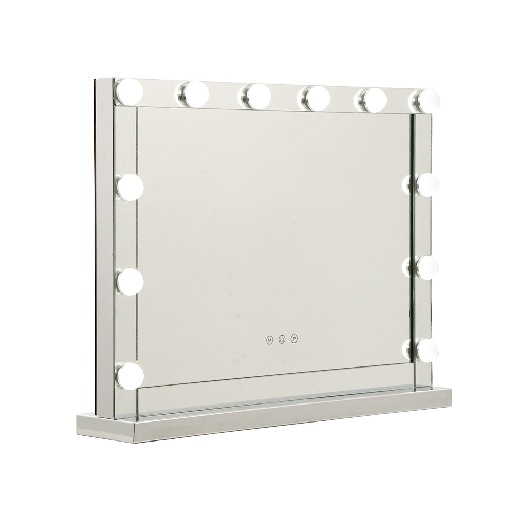 Hollywood Makeup Mirror With Light 12 LED Bulbs Vanity Lighted Silver 58cm x 46cm