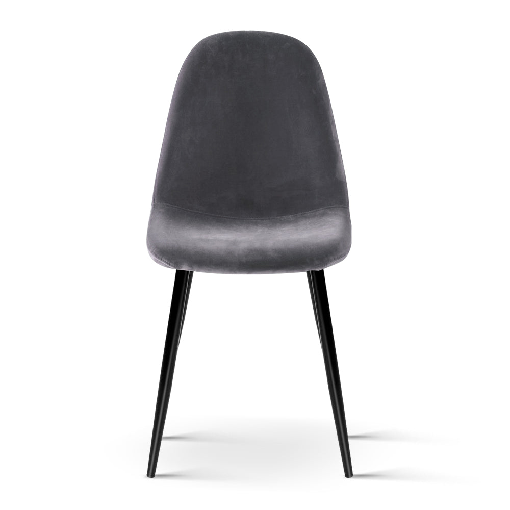 Dining Chairs Grey Velvet Set of 4 Nova