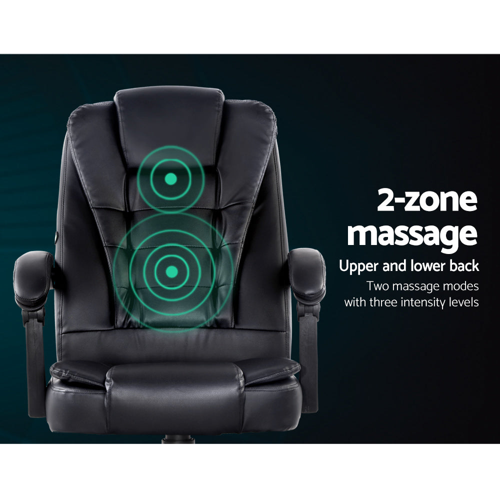 2 Point Massage Office Chair PU Leather Black