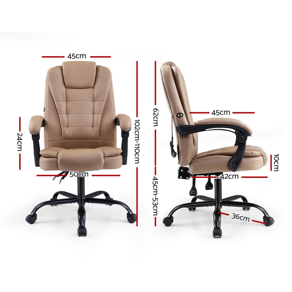 2 Point Massage Office Chair PU Leather Espresso