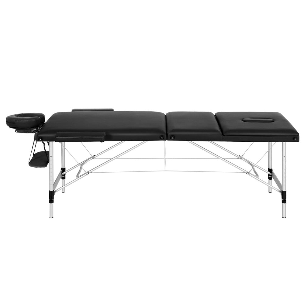 Massage Table 85CM Width 3 Fold Portable Aluminium Therapy Beauty Bed