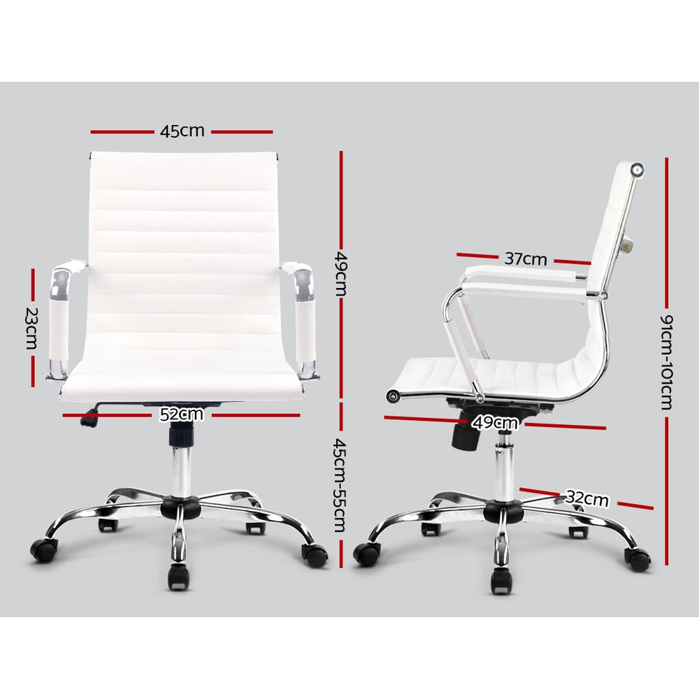 Office Chair PU Leather Mid Back White