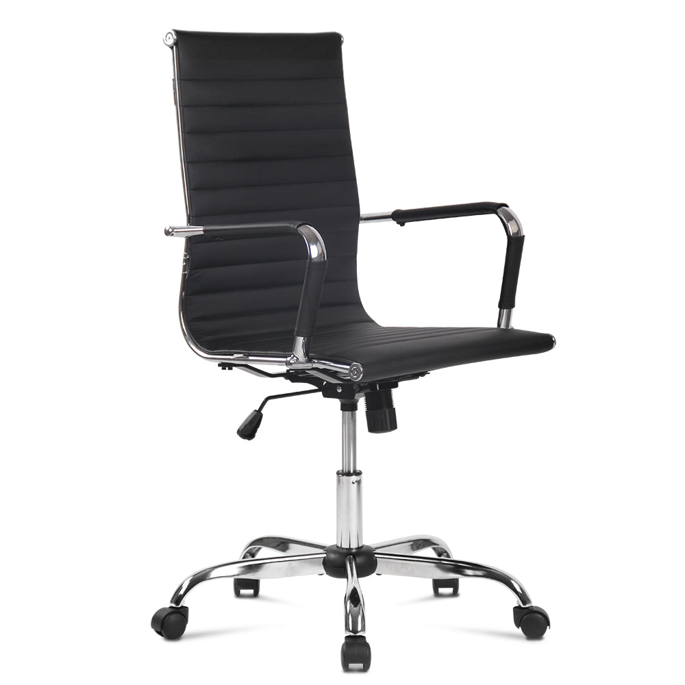 Office Chair PU Leather High Back Black
