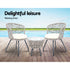 3PC Bistro Set Outdoor Furniture Rattan Table Chairs Patio Garden Cushion Grey