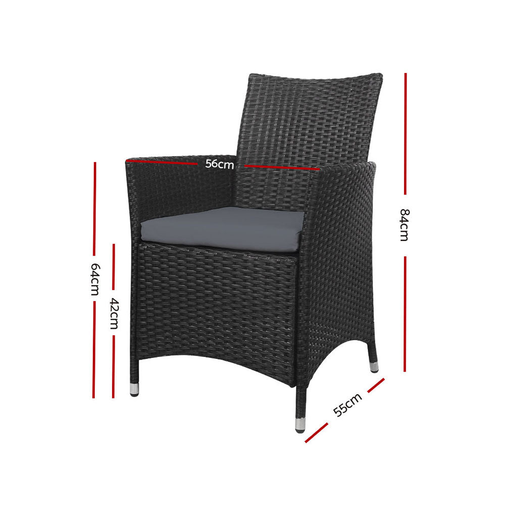 2PC Outdoor Dining Chairs Patio Furniture Wicker Garden Cushion Idris