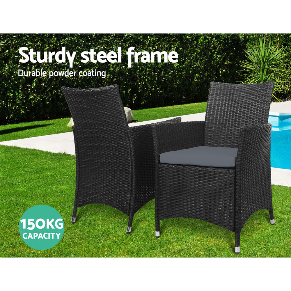 2PC Outdoor Dining Chairs Patio Furniture Wicker Garden Cushion Idris