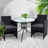 3PC Bistro Set Outdoor Furniture Rattan Table Chairs Cushion Patio Garden Hugo