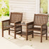 Outdoor Garden Bench Loveseat Wooden Table Chairs Patio Furniture Brown