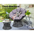 Outdoor Lounge Setting Furniture Wicker Papasan Chairs Table Patio Black