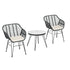 3PC Outdoor Furniture Bistro Set Lounge Setting Table Chairs Cushion Patio Grey