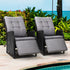 2PC Recliner Chairs Sun lounge Wicker Lounger Outdoor Furniture Adjustable Black