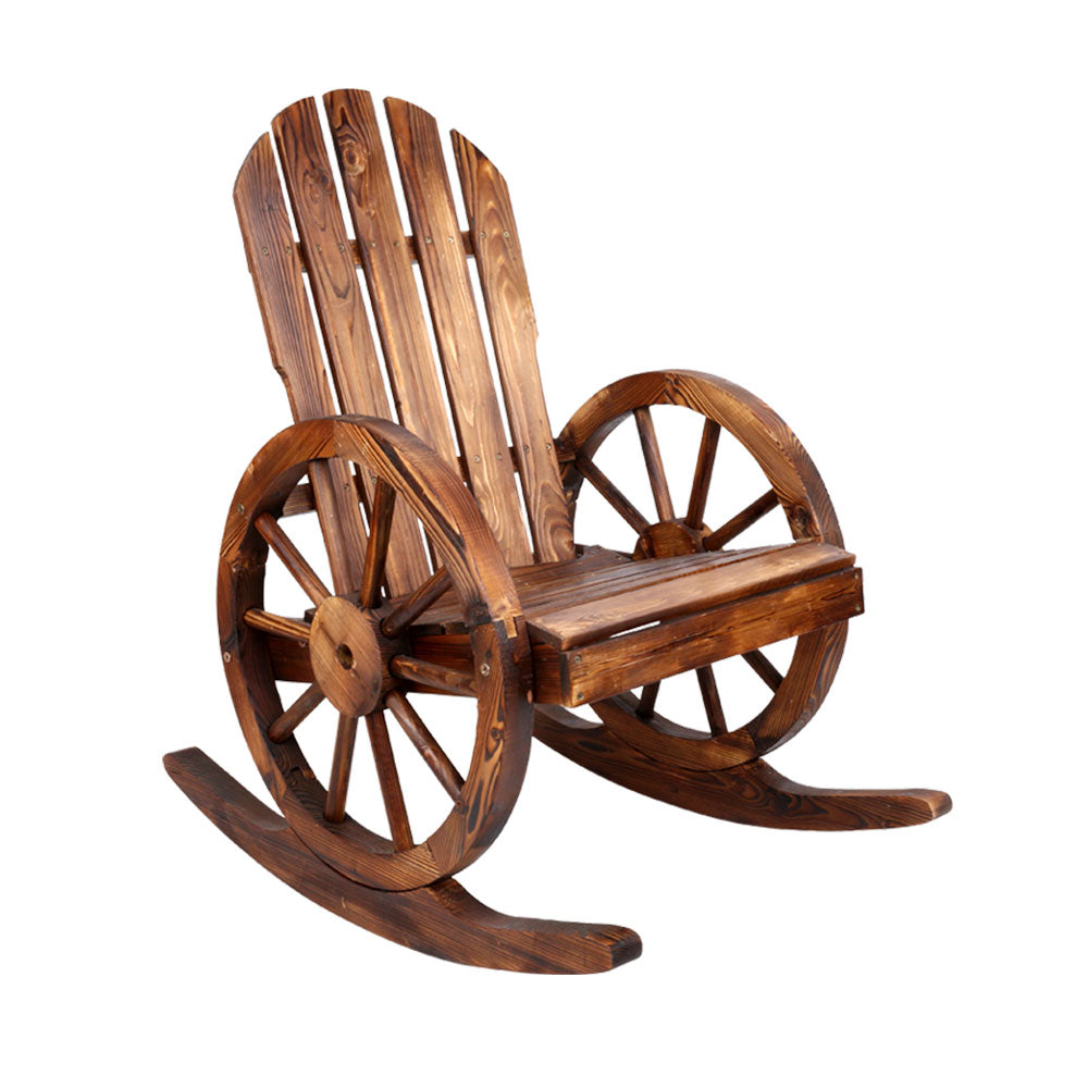 Wagon Wheels Rocking Chair  Brown