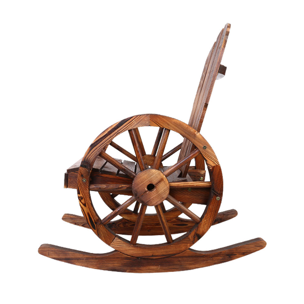 Wagon Wheels Rocking Chair  Brown