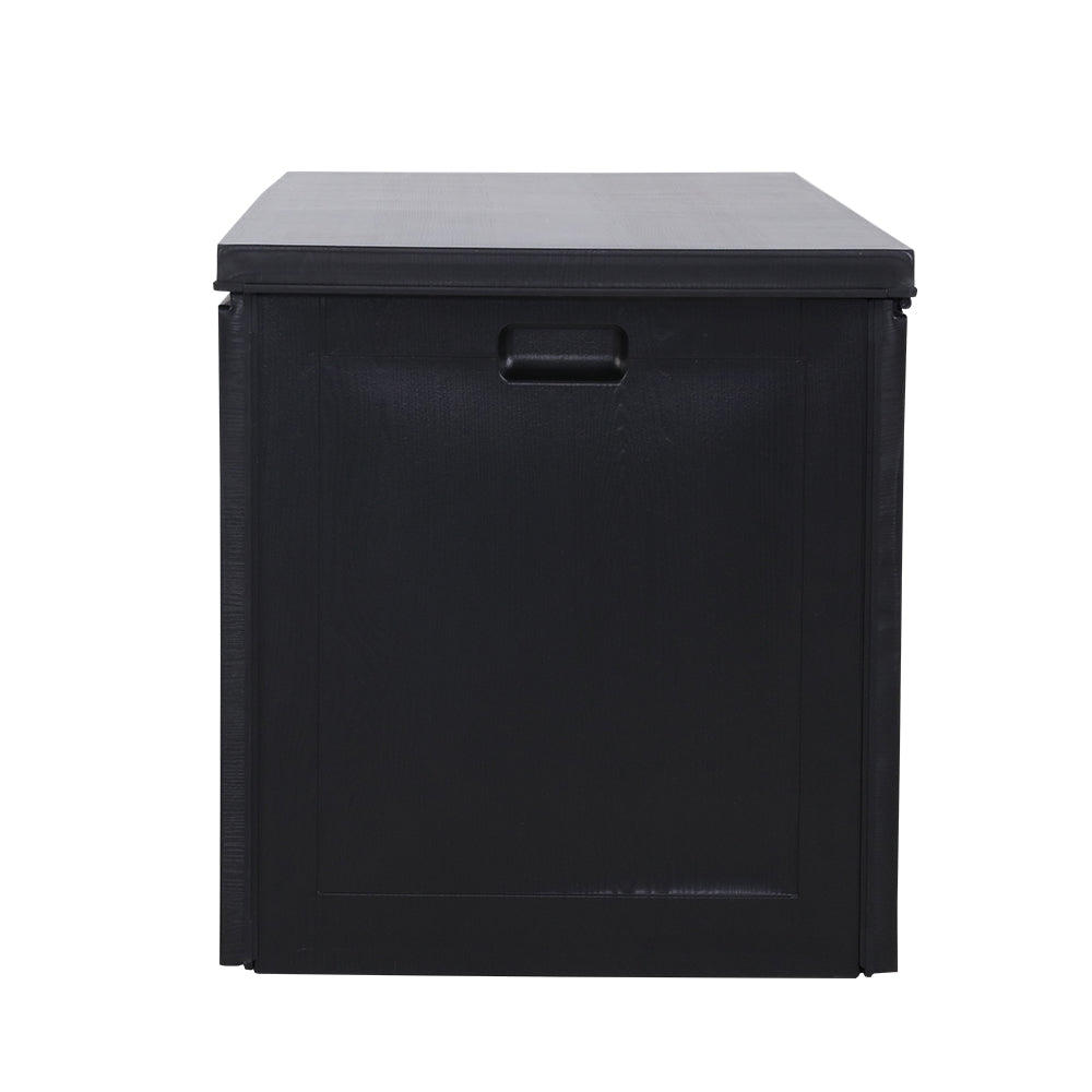 Outdoor Storage Box 390L Container Lockable Garden Bench Shed Tools Toy All Black