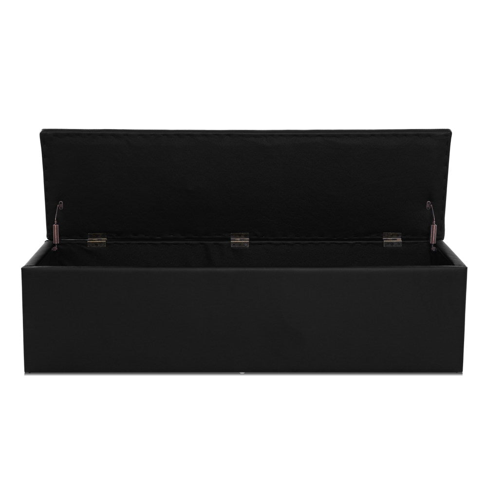Storage Ottoman Blanket Box 140cm Leather Black