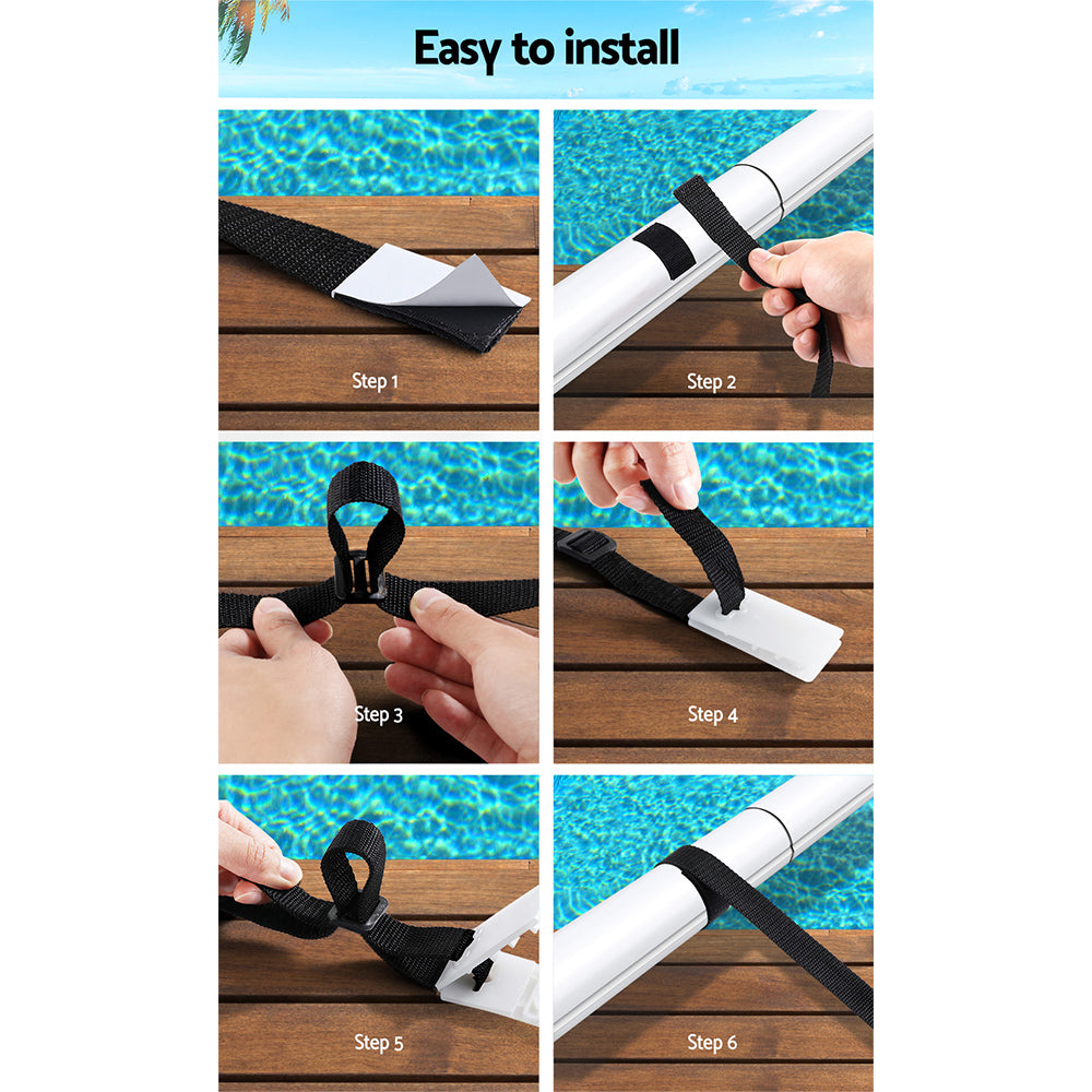 Pool Cover Roller Attachment Swimming Pool Reel Straps Kit 8PCS