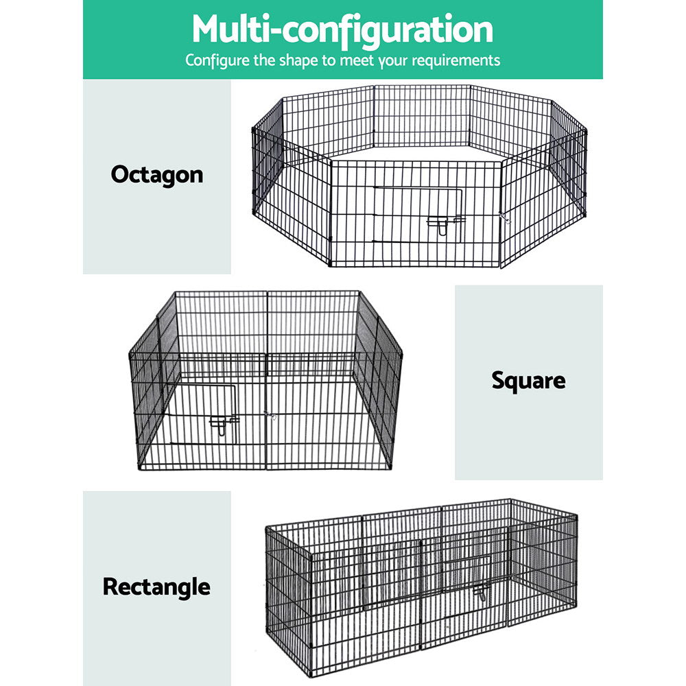 24" 8 Panel Dog Playpen Pet Fence Exercise Cage Enclosure Play Pen