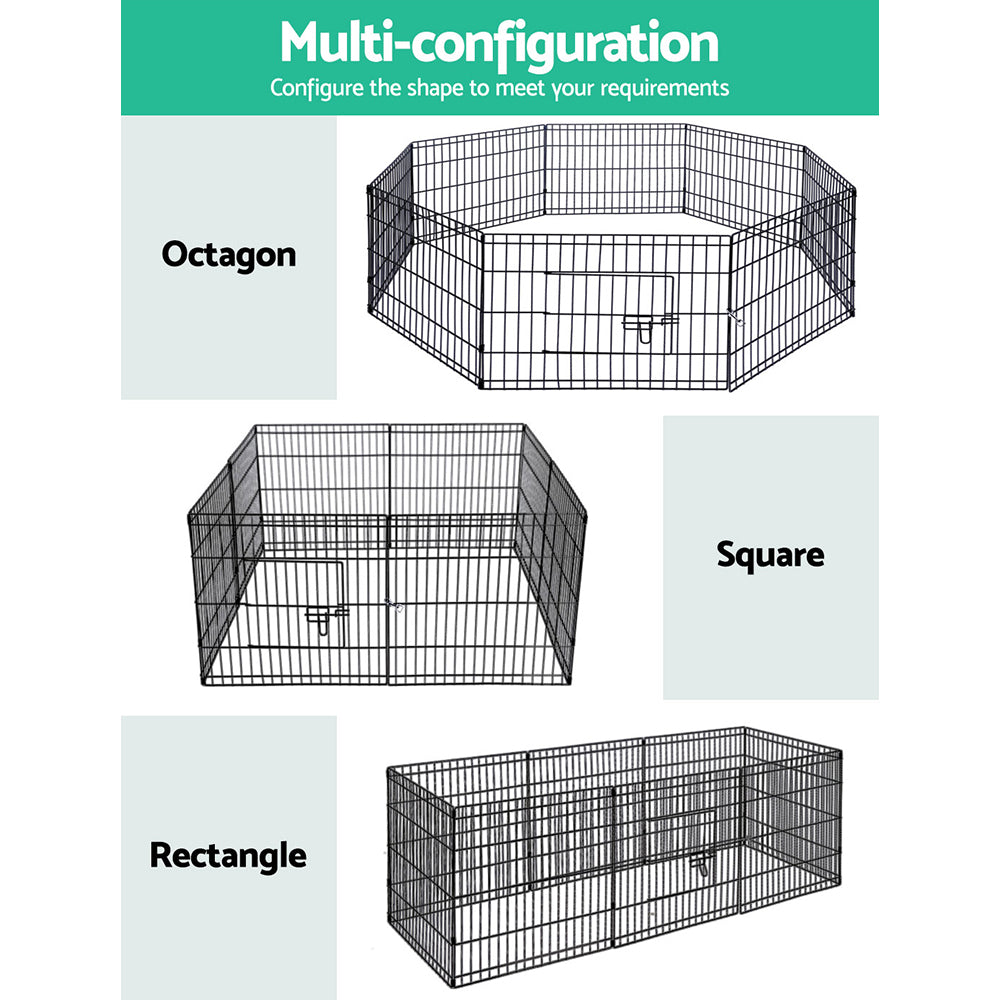 2x24" 8 Panel Dog Playpen Pet Fence Exercise Cage Enclosure Play Pen