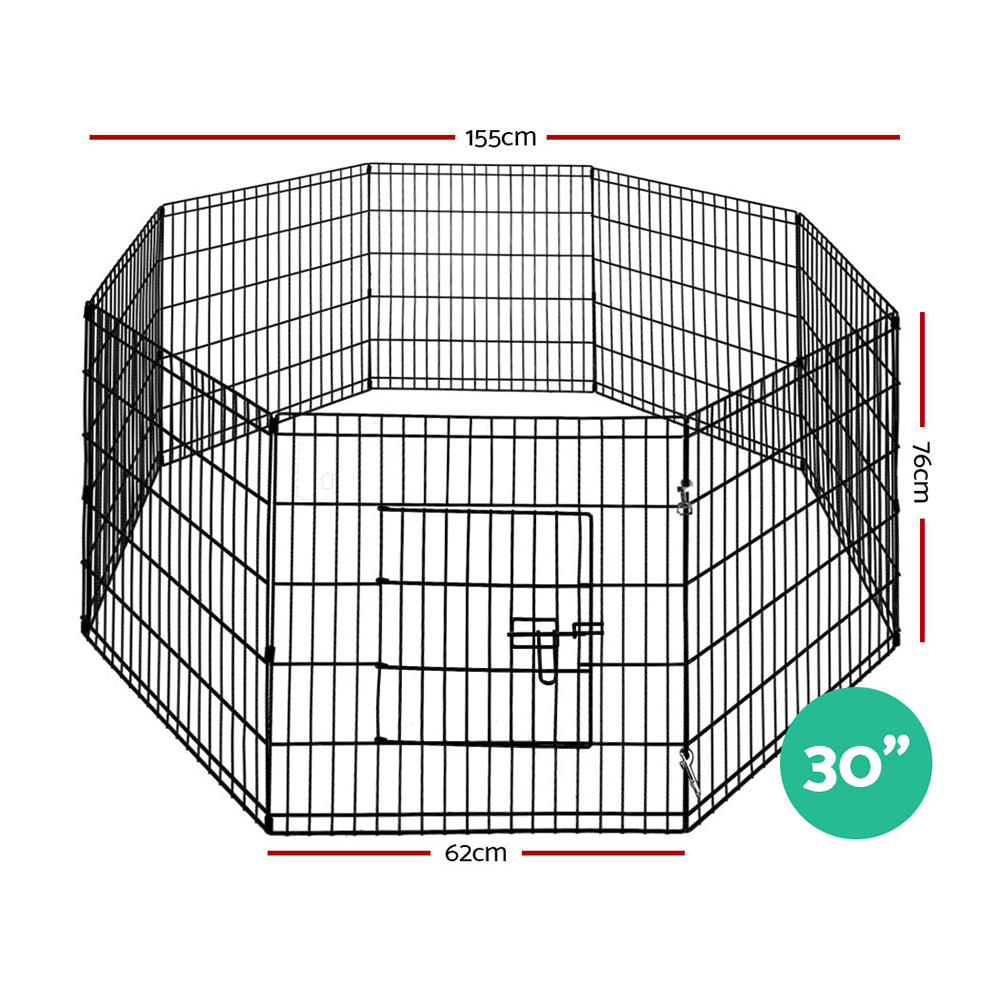 30" 8 Panel Dog Playpen Pet Fence Exercise Cage Enclosure Play Pen