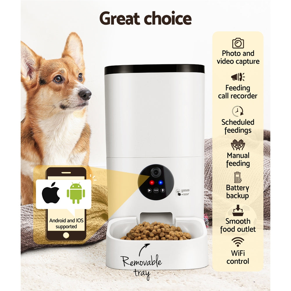 Automatic Pet Feeder 6L Wifi Camera Dog Cat Smart Food Dispenser Timer