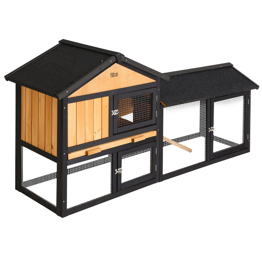 Chicken Coop Rabbit Hutch 165cm x 43cm x 86cm Extra Large Run House Cage Wooden Outdoor