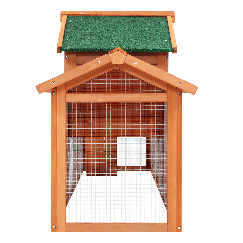 Chicken Coop Rabbit Hutch 220cm x 44cm x 84cm Large Run Wooden Outdoor Bunny Cage House