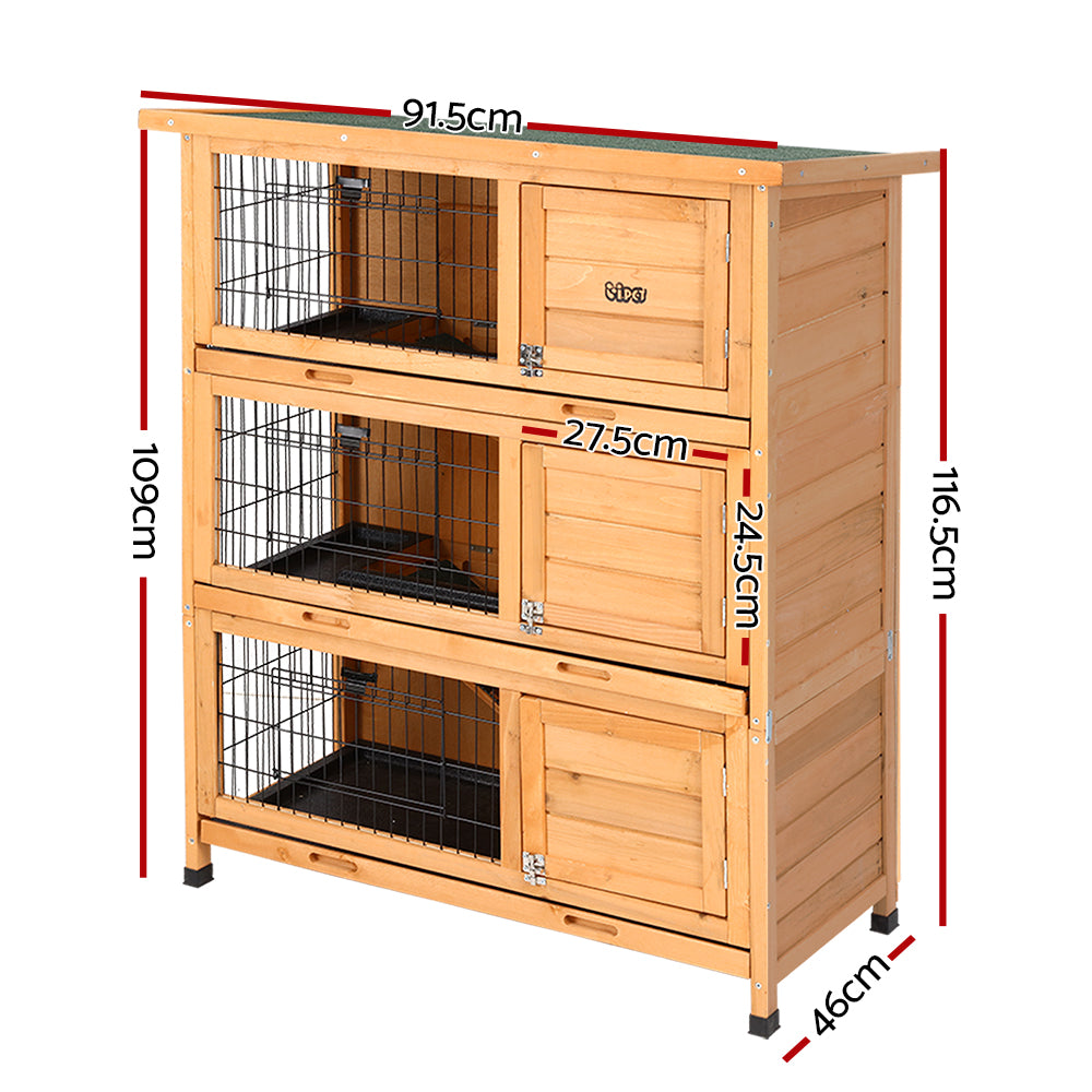 Rabbit Hutch 91.5cm x 46cm x 116.5cm Chicken Coop Large House Cage Run Wooden Bunny Outdoor