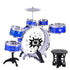 11 Piece Kids Musical Toy Drum Set W Stool Blue